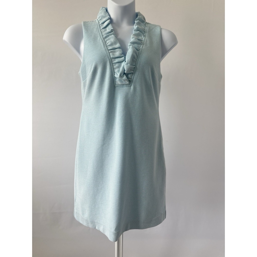 Lilly Pulitzer Aqua & White Striped Knit Sheath Sz: L Chic Coastal Preppy